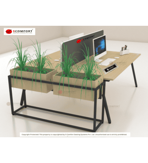 Scomfort SC-WRT24 Desk Workstation with partition with planter box and Seating capacity 2 People